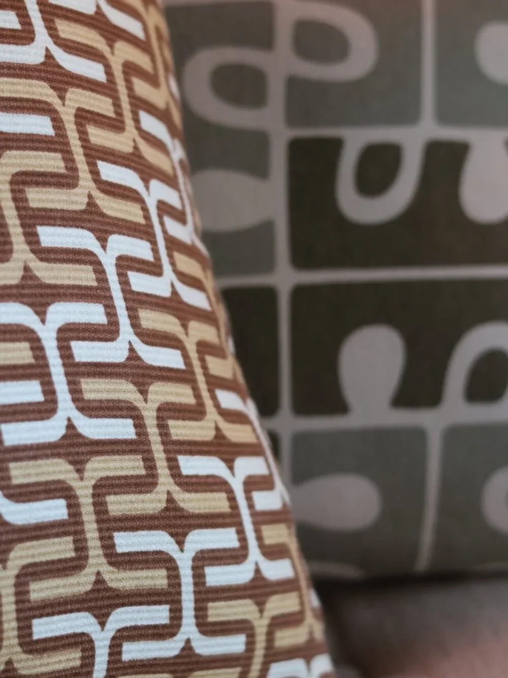 Mid Century Modern Geometric Throw Pillows Set of 2 Olive Green Brown Atomic MCM